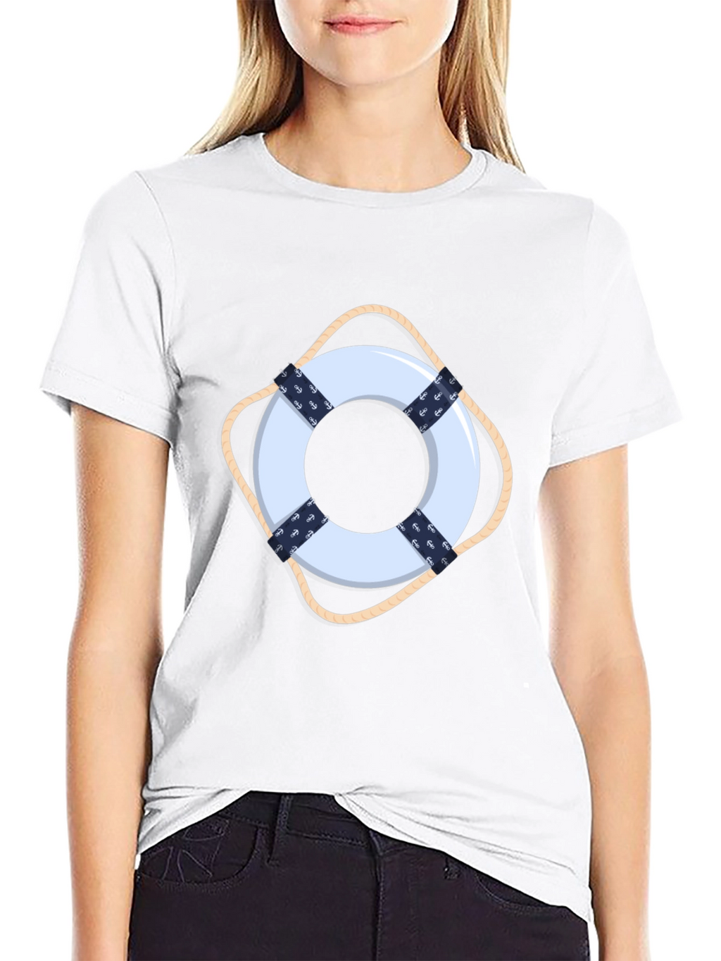 Nautical Lifebuoy Graphic Black Tee