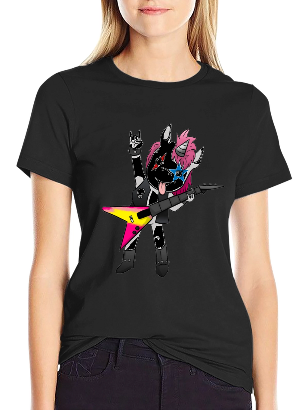 Rockstar Unicorn Graphic Tee - Black