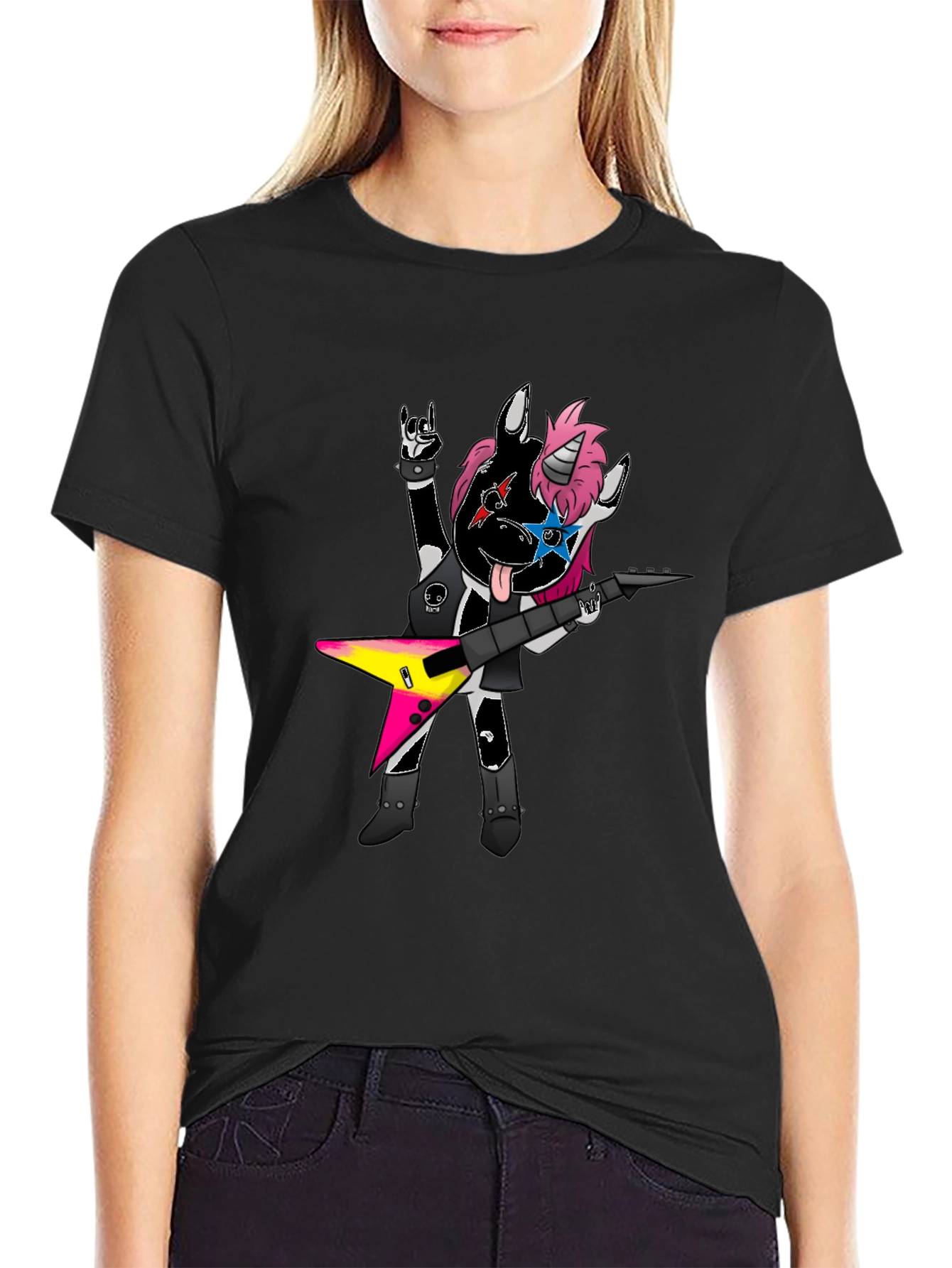 Rockstar Unicorn Graphic Tee - Black