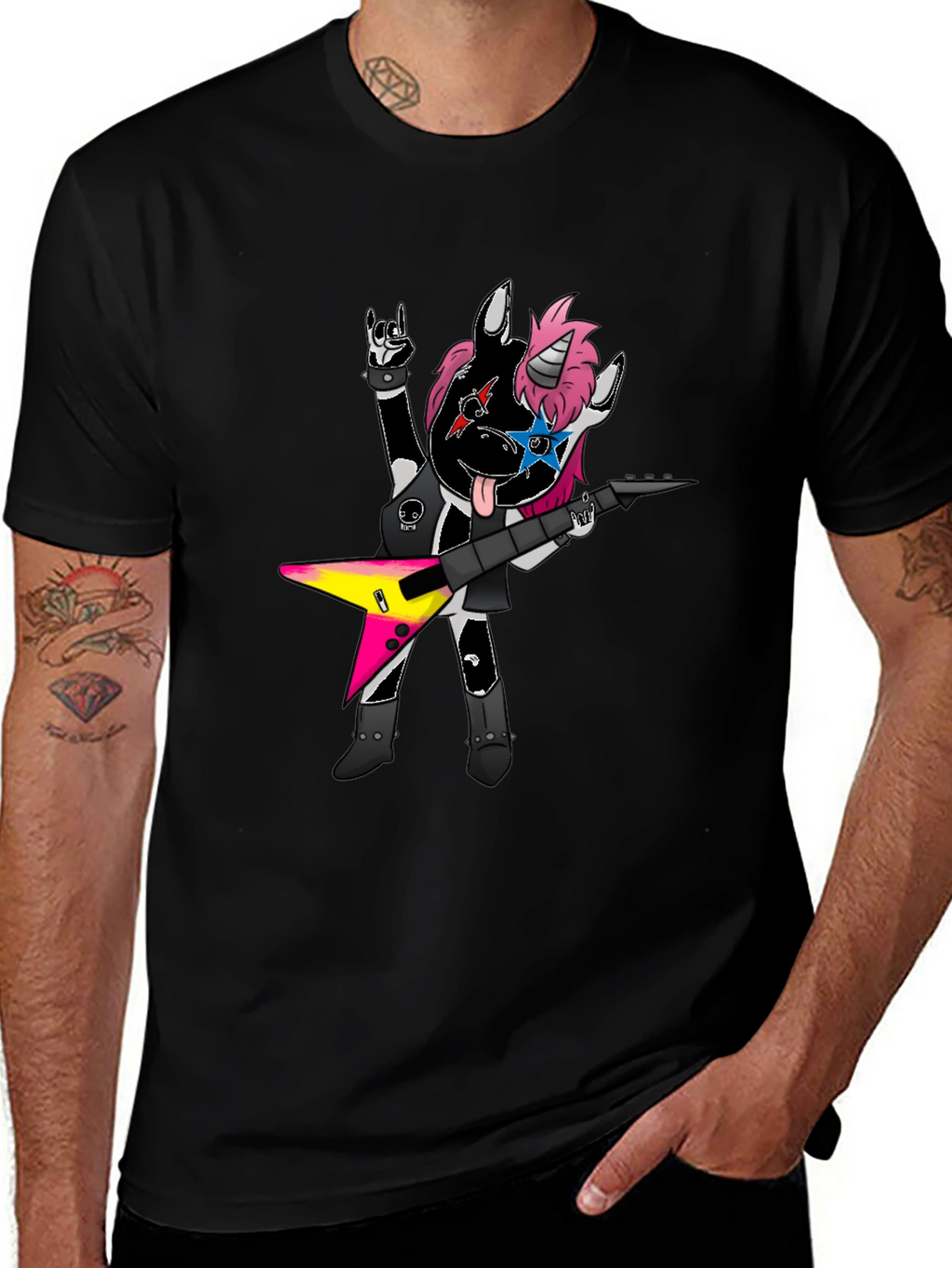 Rockstar Unicorn Graphic Tee - Black