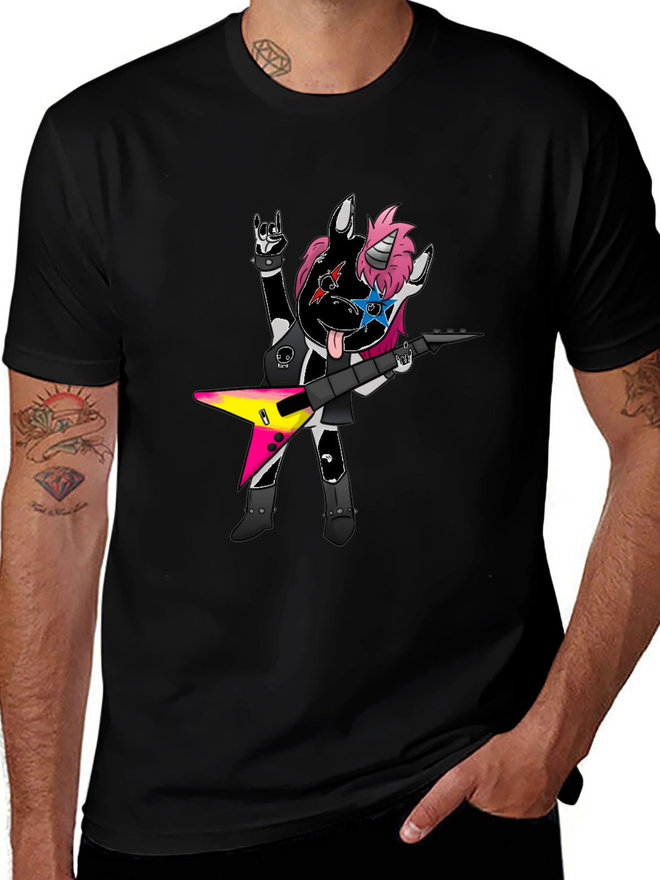 Rockstar Unicorn Graphic Tee - Black