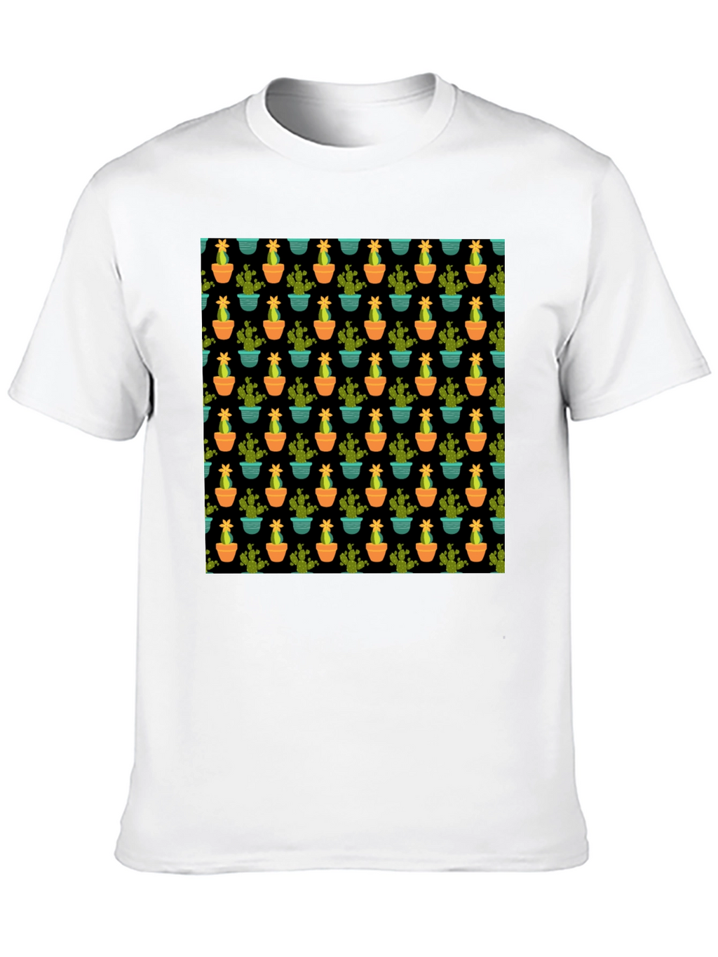 Cactus Pattern Black T-Shirt