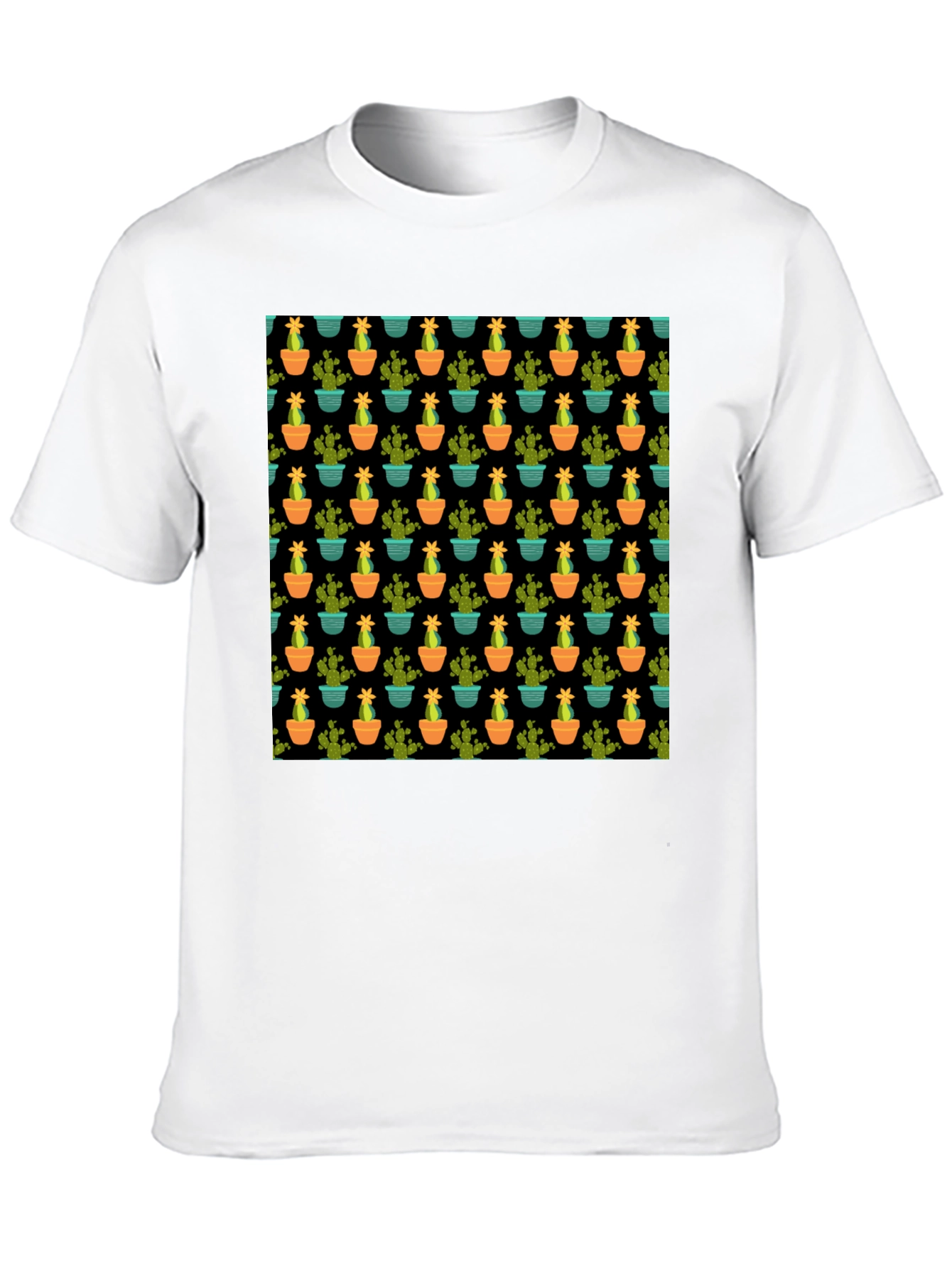 Cactus Pattern Black T-Shirt