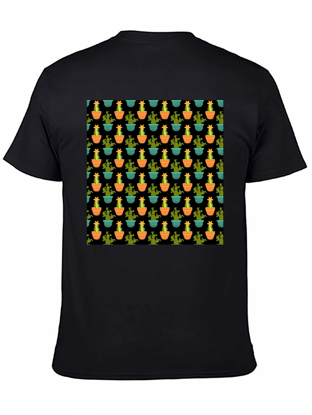Cactus Pattern Black T-Shirt