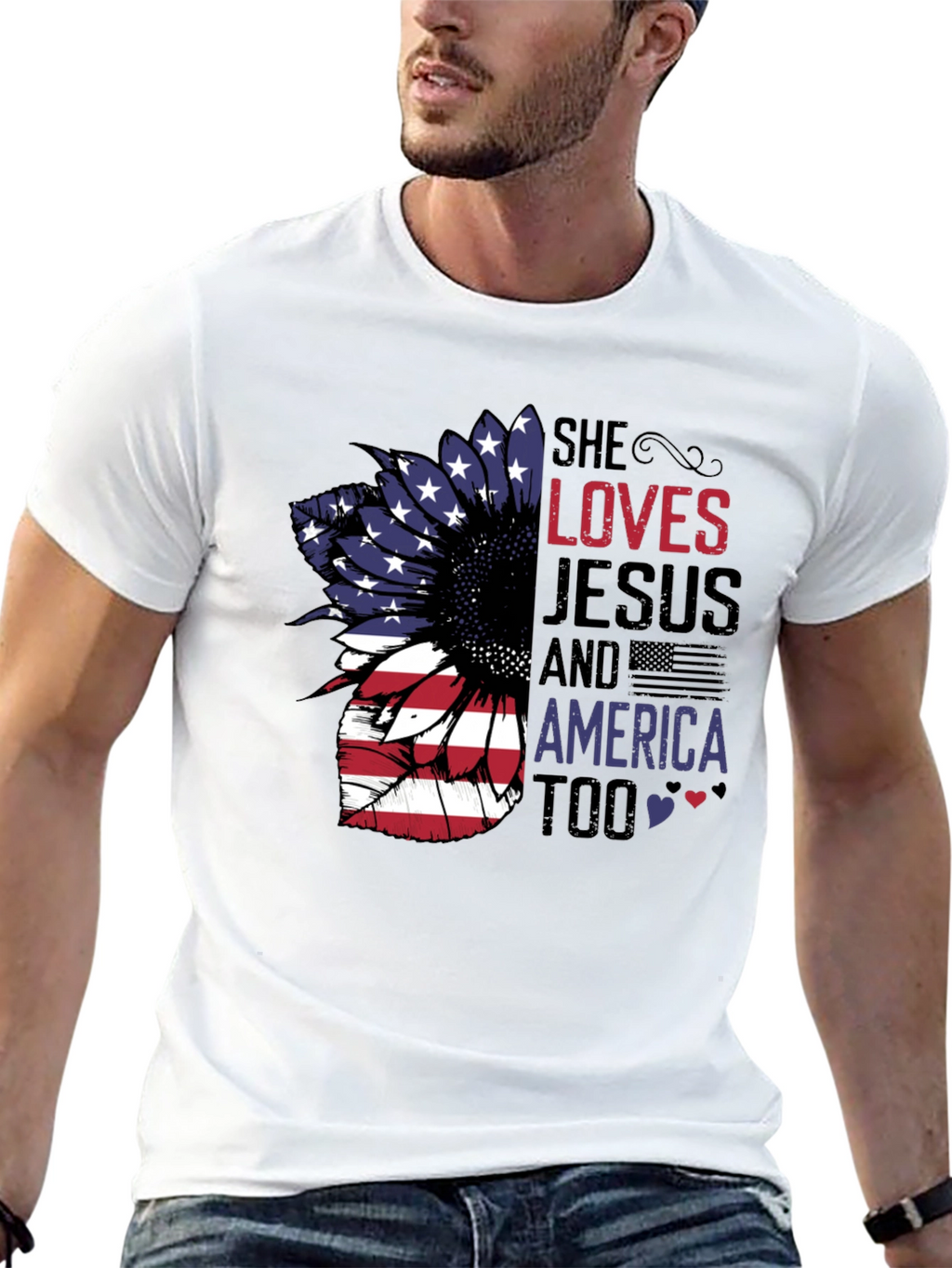 She Loves Jesus & America Too T-Shirt
