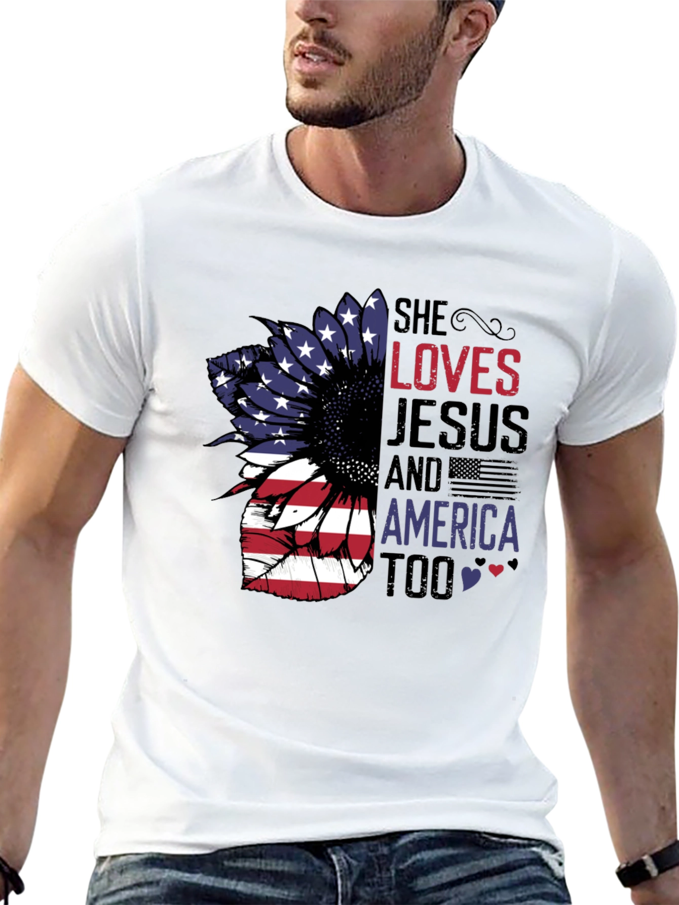 She Loves Jesus & America Too T-Shirt