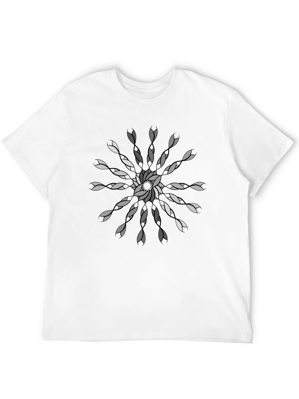 Geometric Floral Mandala Black T-Shirt