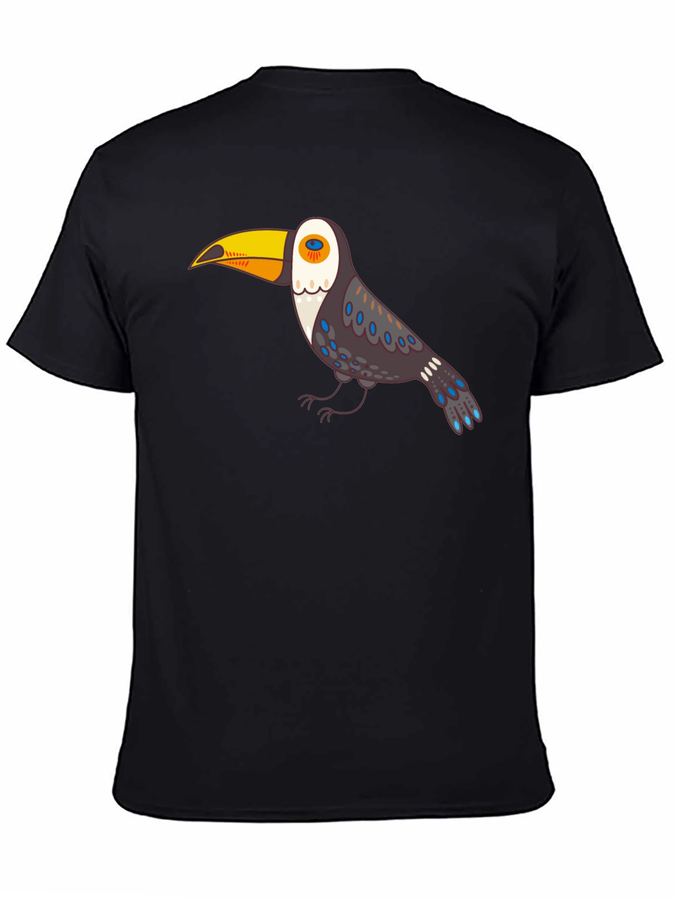 Toucan Graphic Tee - Black Cotton Casual Shirt