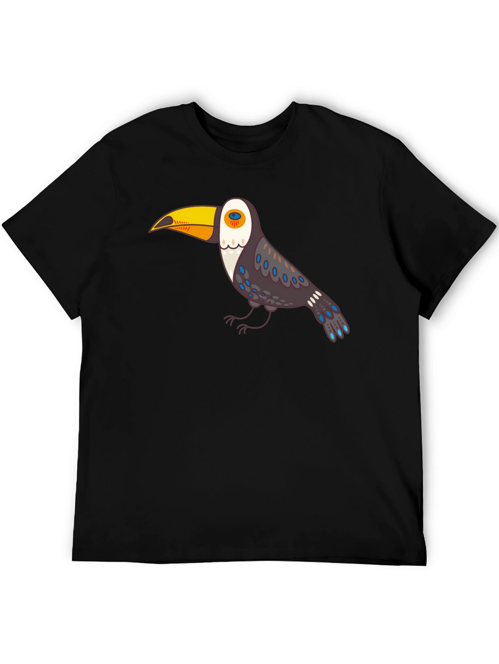 Toucan Graphic Tee - Black Cotton Casual Shirt