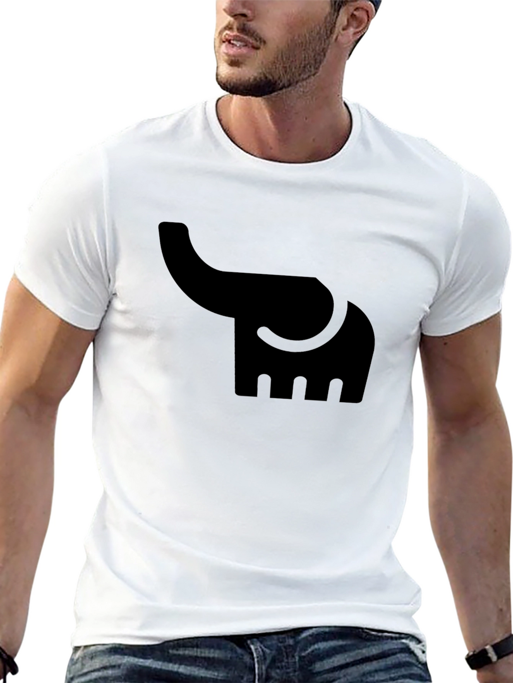 Elephant Graphic Tee - Solid Black Cotton T-Shirt