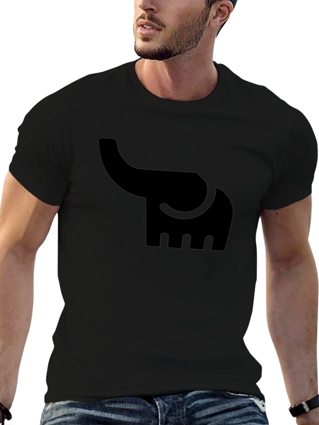 Elephant Graphic Tee - Solid Black Cotton T-Shirt