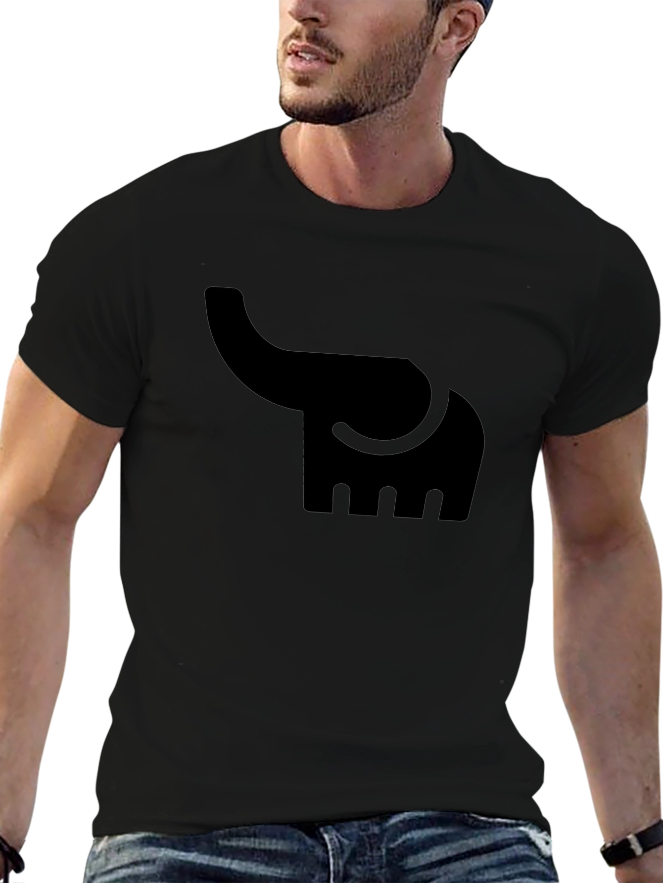 Elephant Graphic Tee - Solid Black Cotton T-Shirt