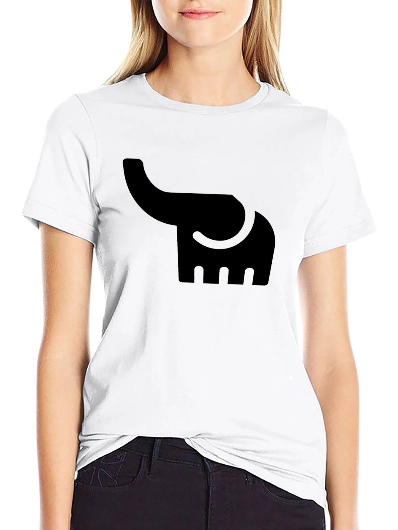 Elephant Graphic Tee - Solid Black Cotton T-Shirt