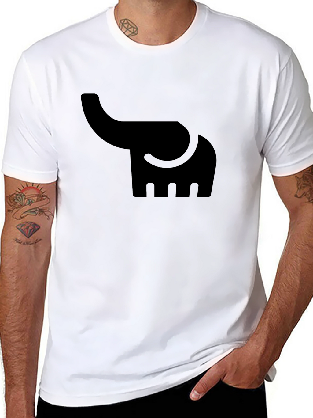 Elephant Graphic Tee - Solid Black Cotton T-Shirt