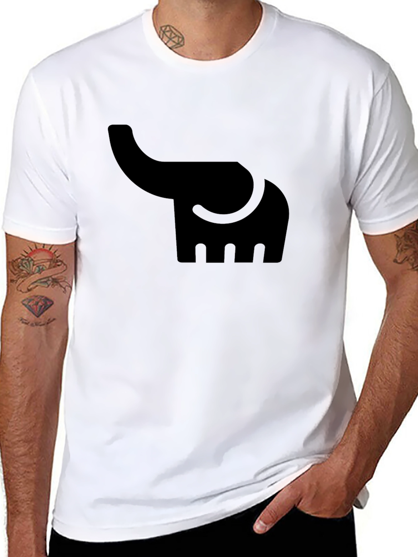 Elephant Graphic Tee - Solid Black Cotton T-Shirt