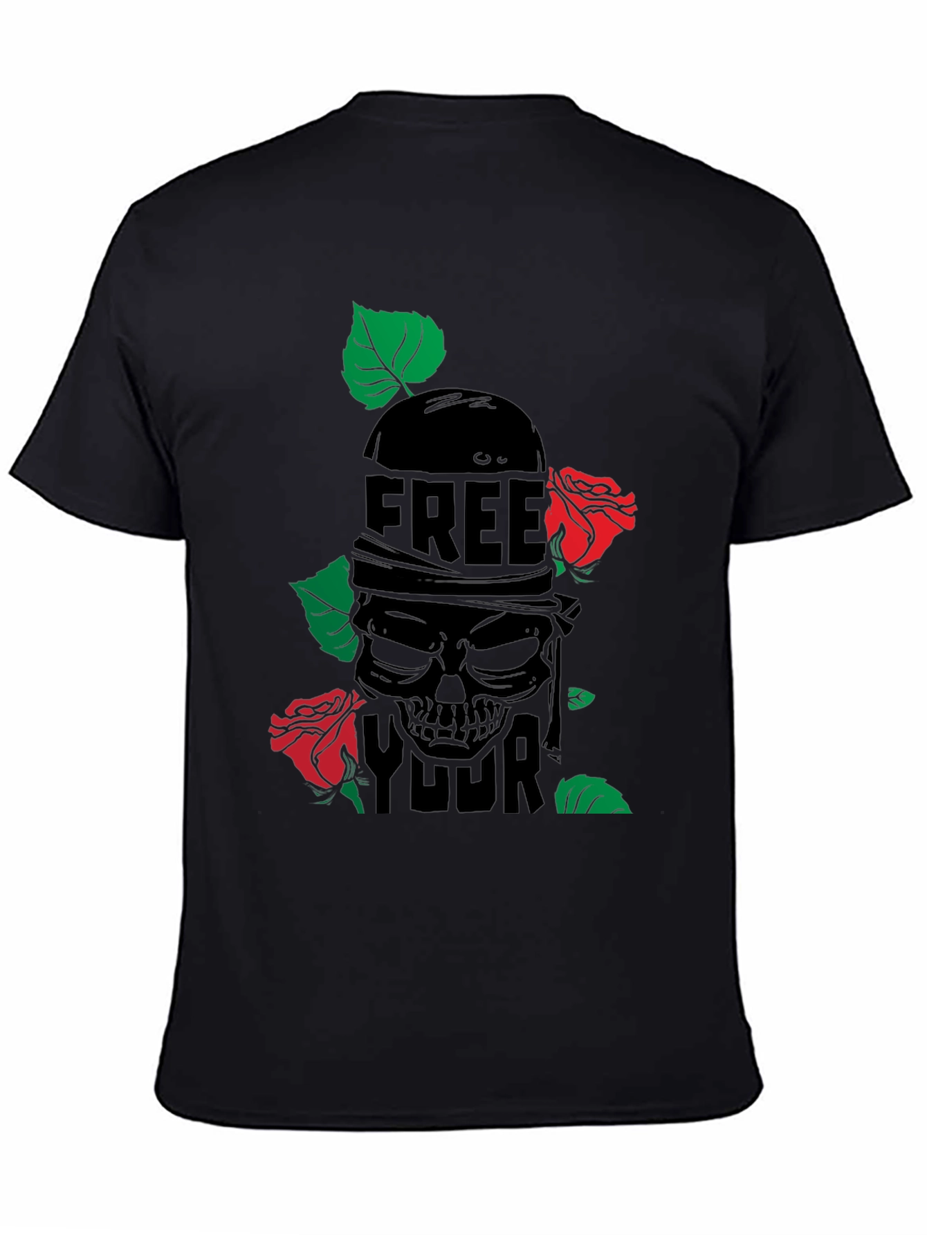 Edgy Skull & Roses Graphic T-Shirt - Free Your Mind!
