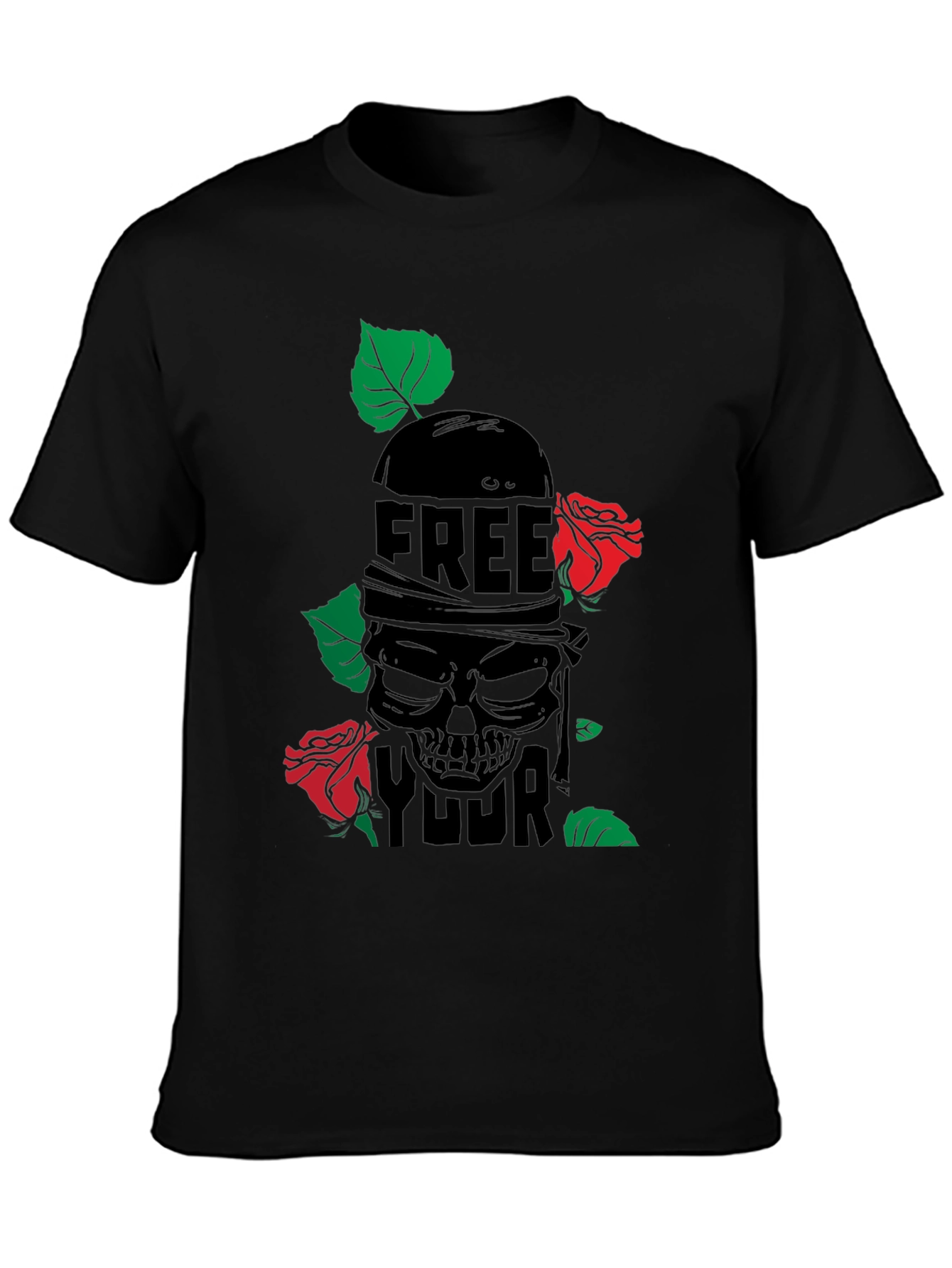 Edgy Skull & Roses Graphic T-Shirt - Free Your Mind!