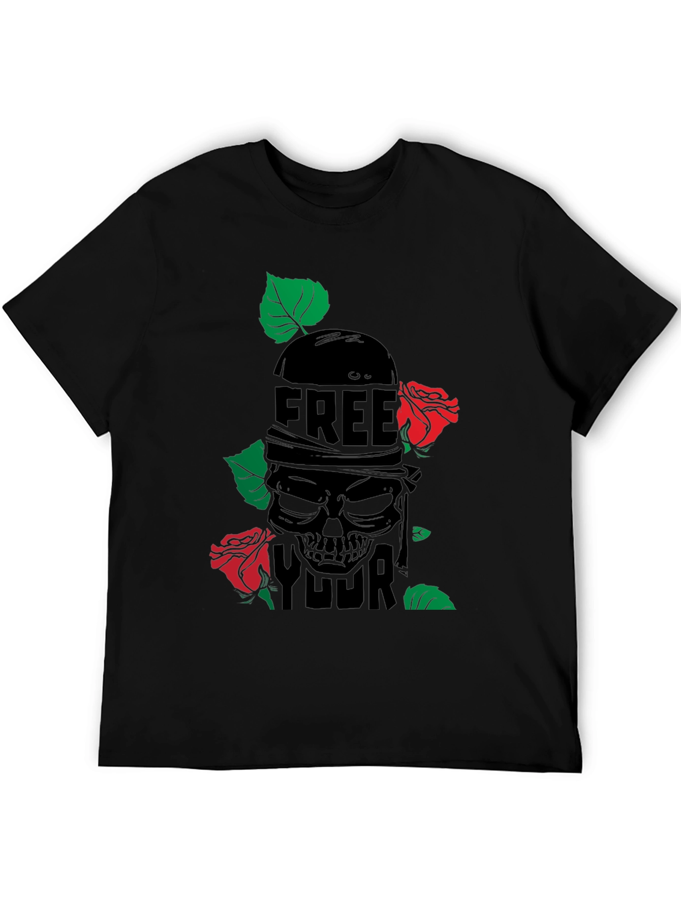 Edgy Skull & Roses Graphic T-Shirt - Free Your Mind!
