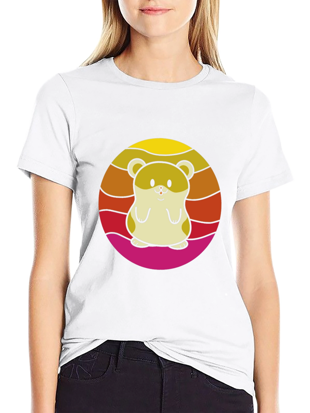 Cute Hamster Sunset Graphic T-Shirt