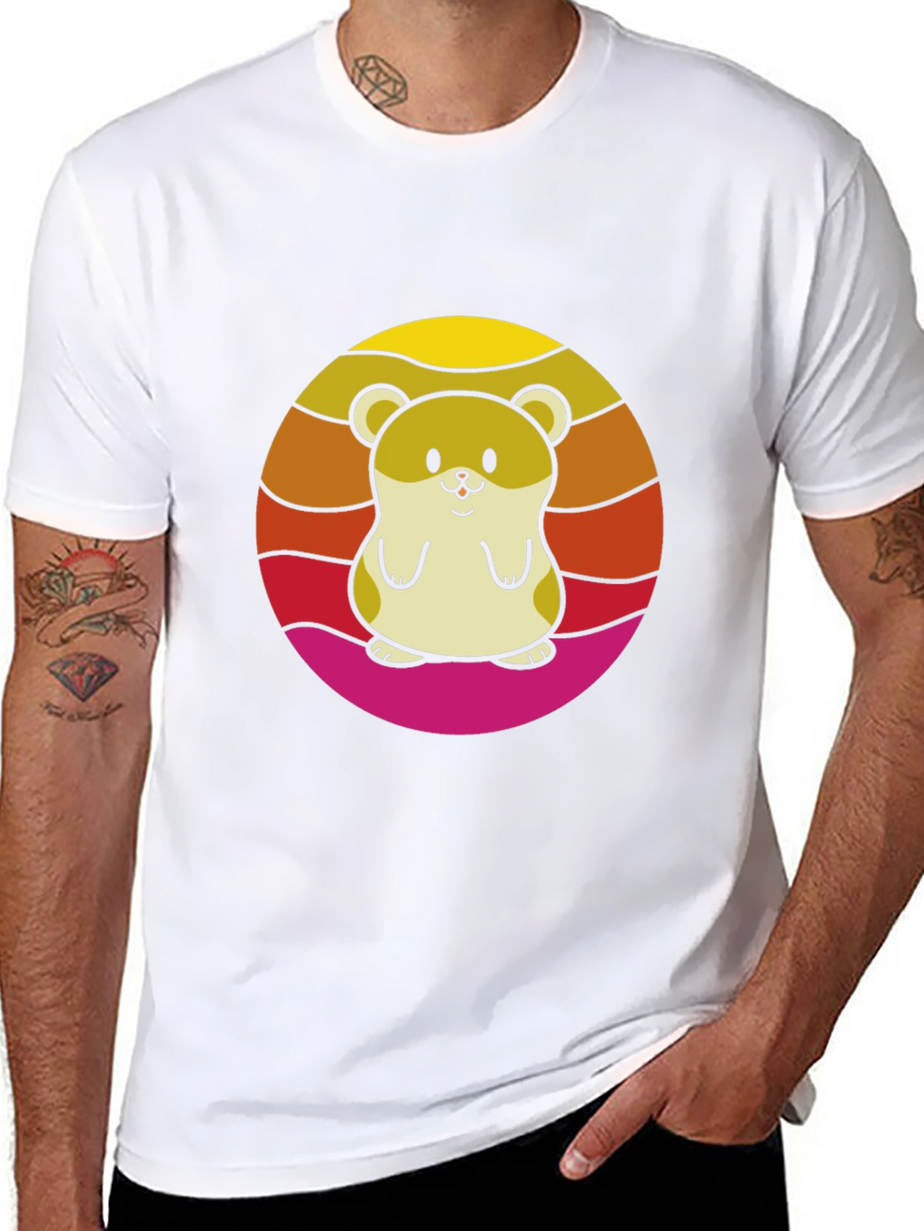 Cute Hamster Sunset Graphic T-Shirt