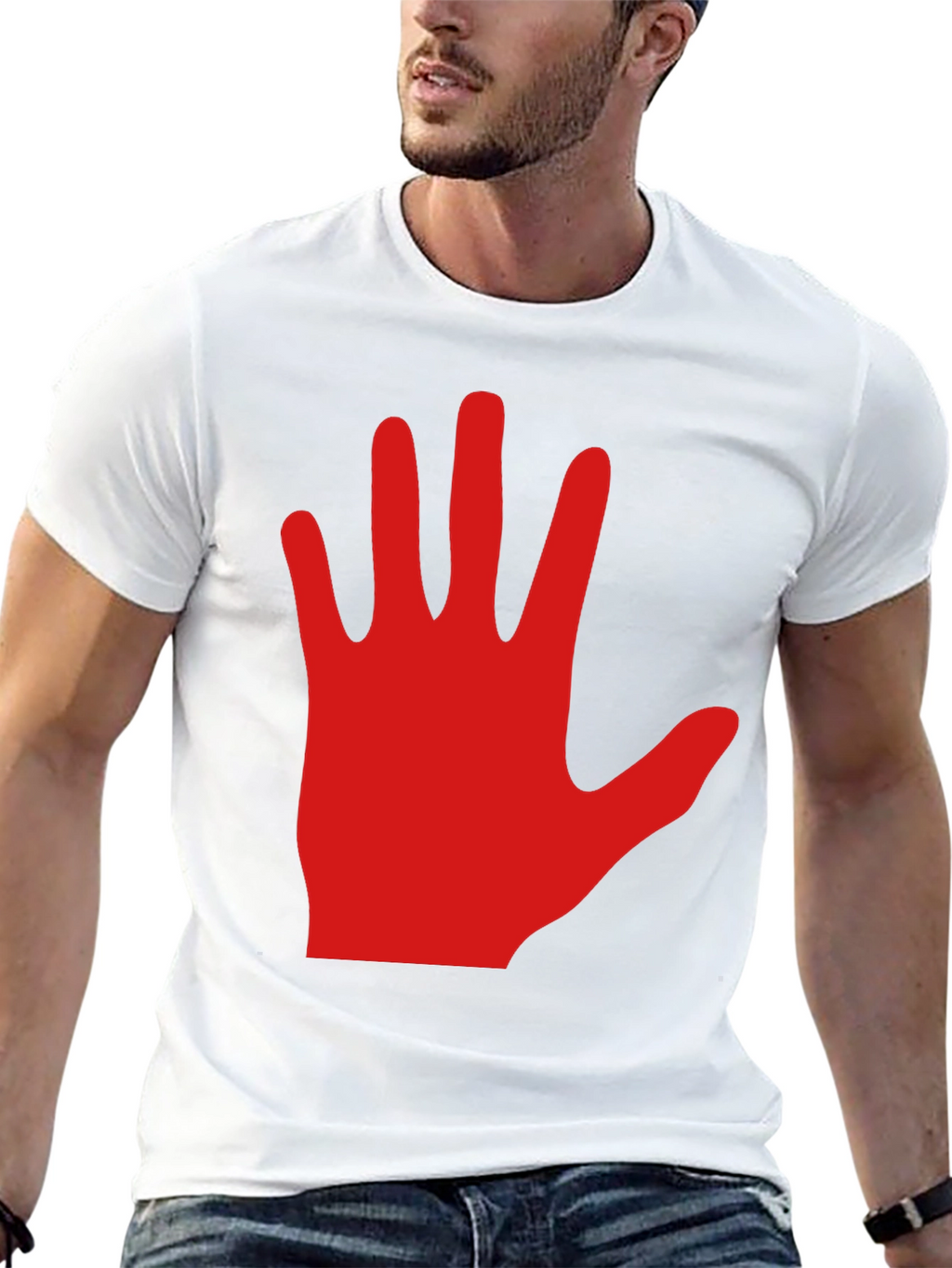 Red Hand Graphic Black Tee Shirt