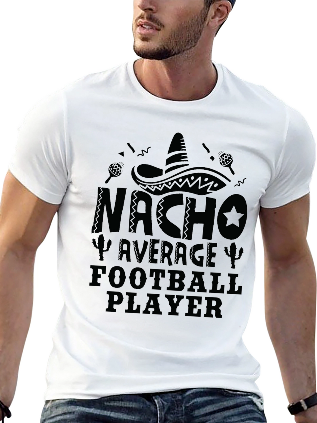 Nacho Average Football Player Black T-Shirt