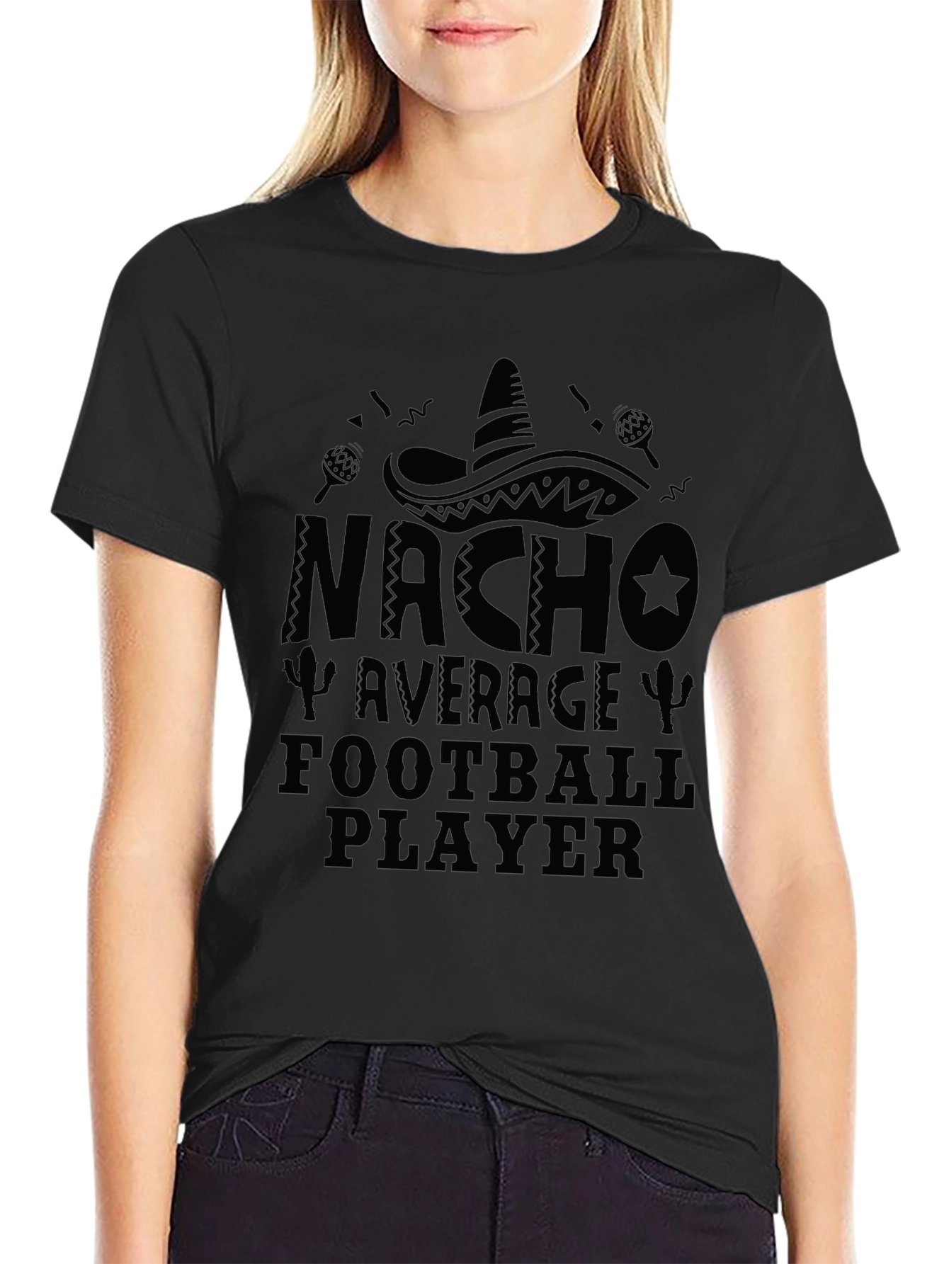 Nacho Average Football Player Black T-Shirt
