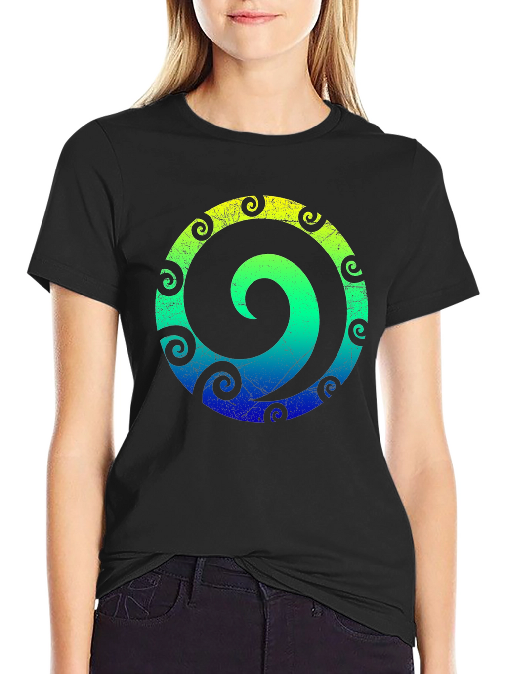 Spiral Graphic Tee - Stylish Mens Black T-Shirt