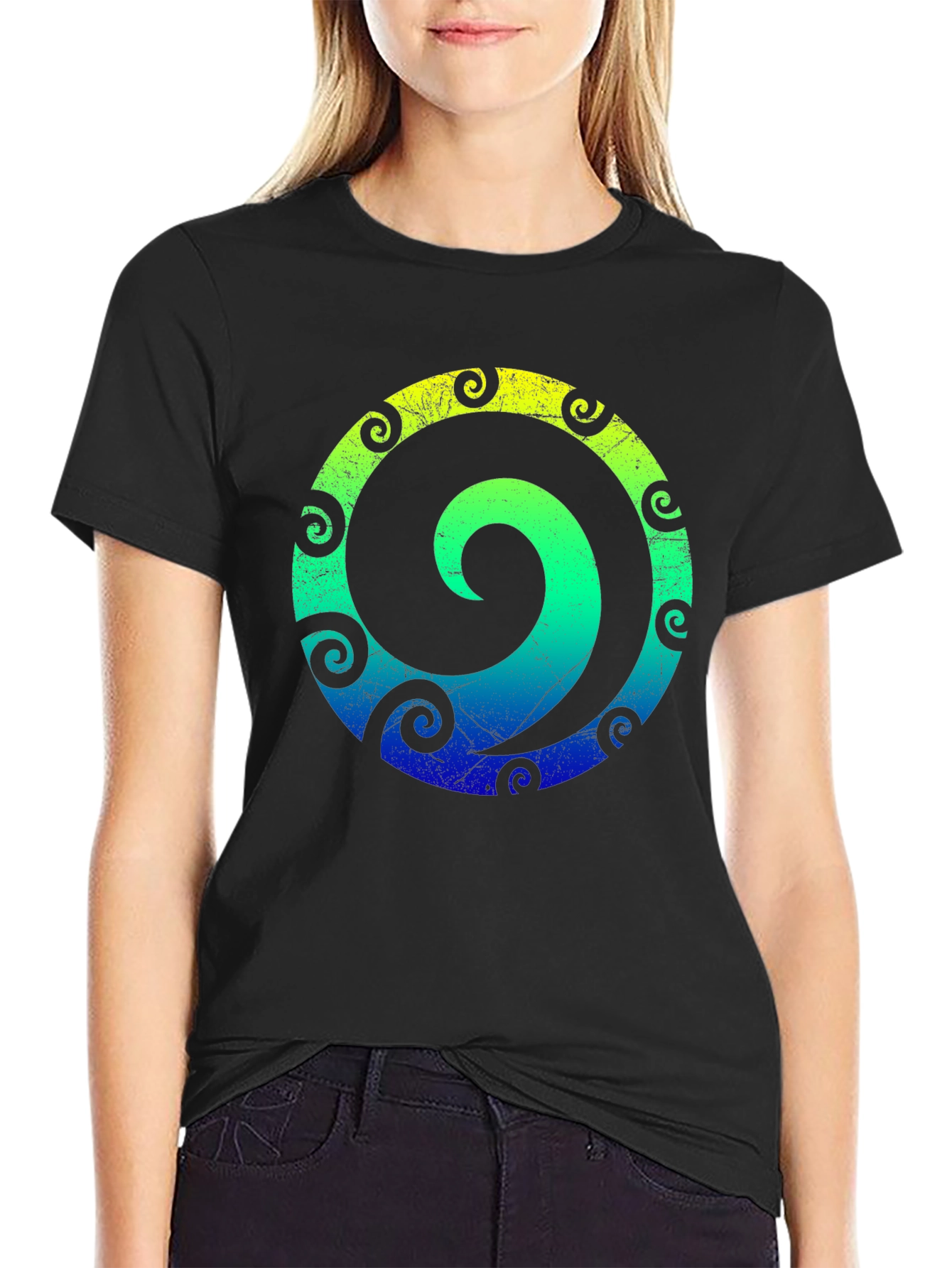 Spiral Graphic Tee - Stylish Mens Black T-Shirt