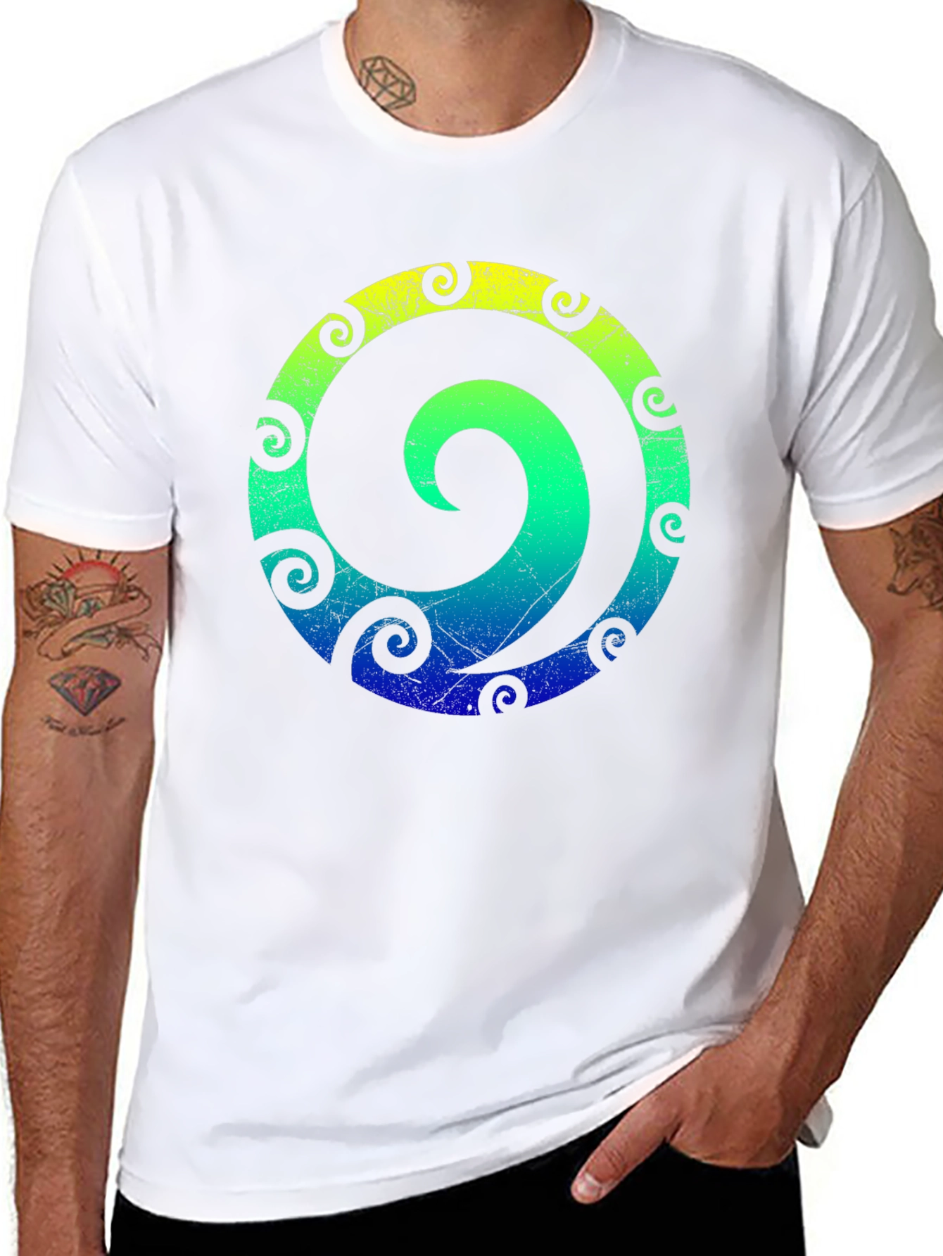 Spiral Graphic Tee - Stylish Mens Black T-Shirt