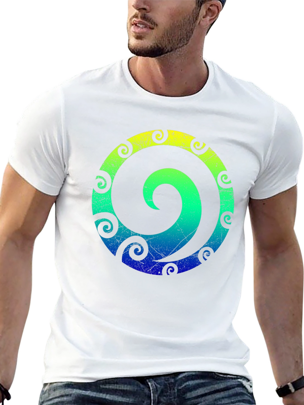 Spiral Graphic Tee - Stylish Mens Black T-Shirt
