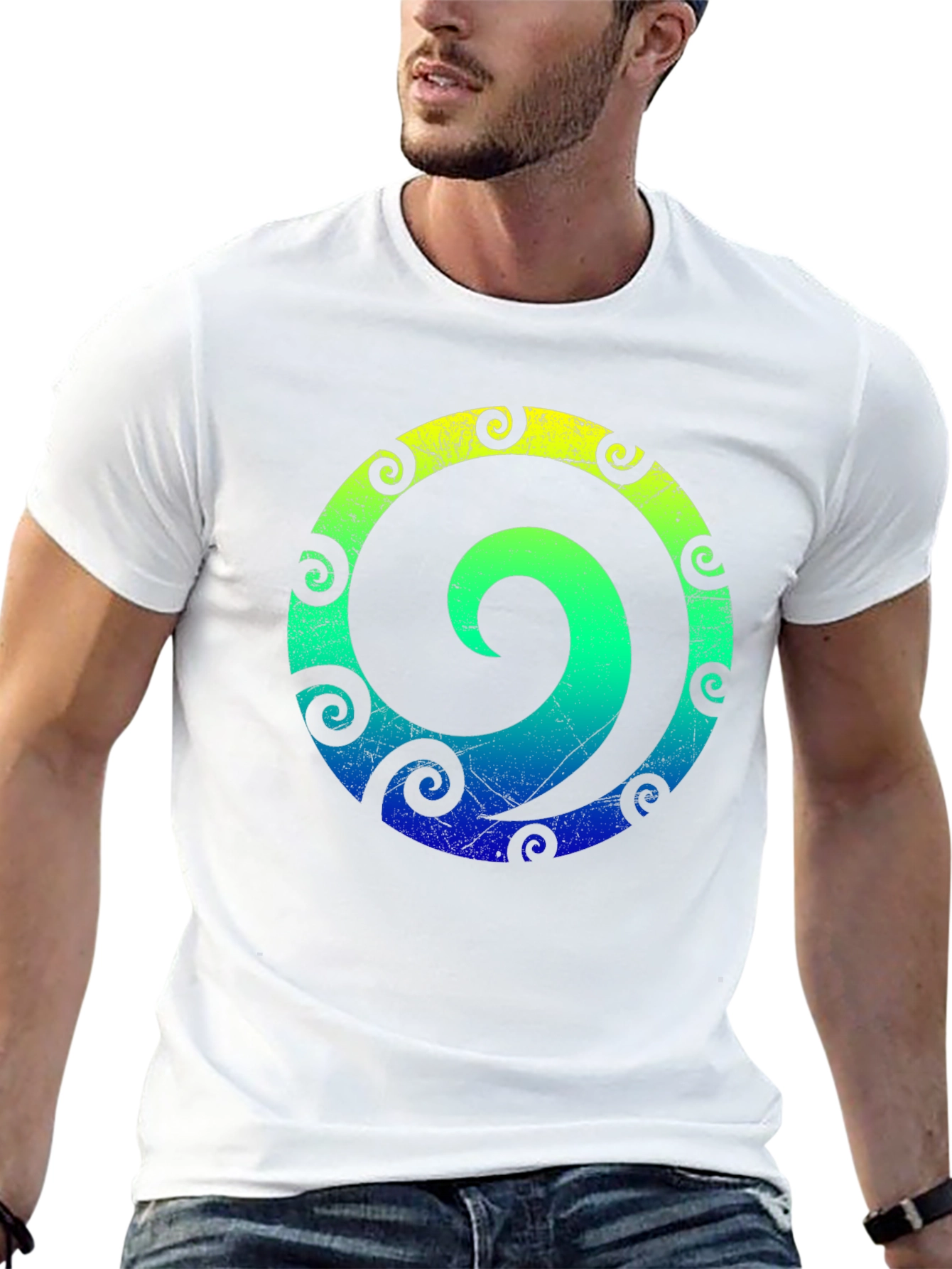 Spiral Graphic Tee - Stylish Mens Black T-Shirt