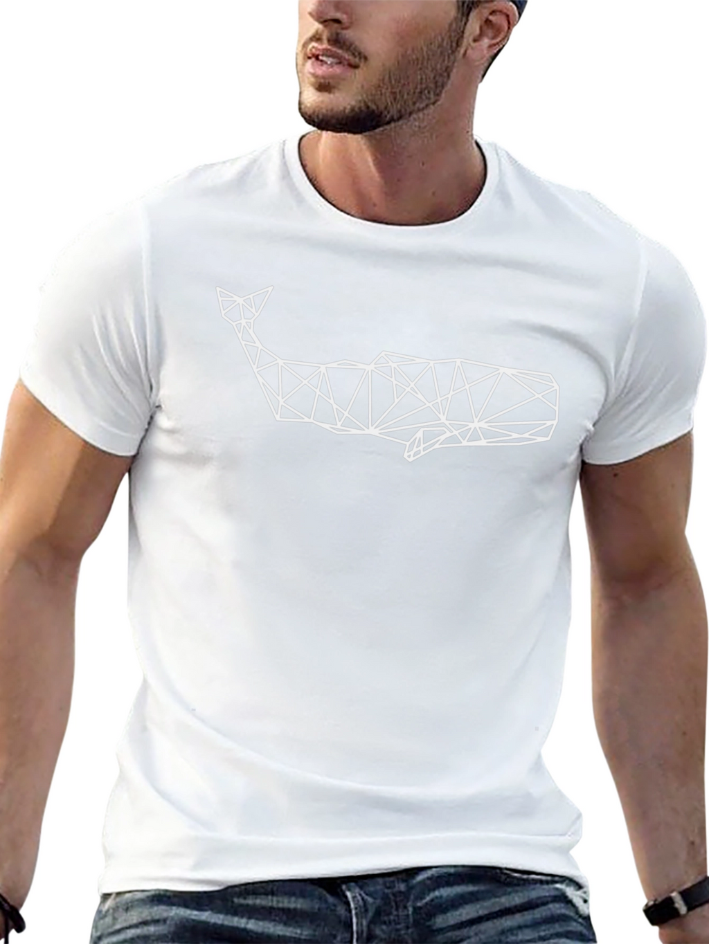 Geometric Whale Graphic Tee - Modern Black T-Shirt