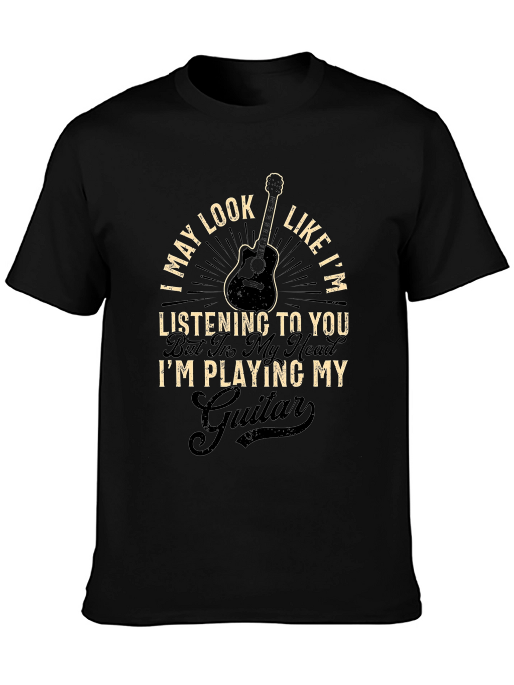 Guitar Player Black T-Shirt - Im Playing My Guitar