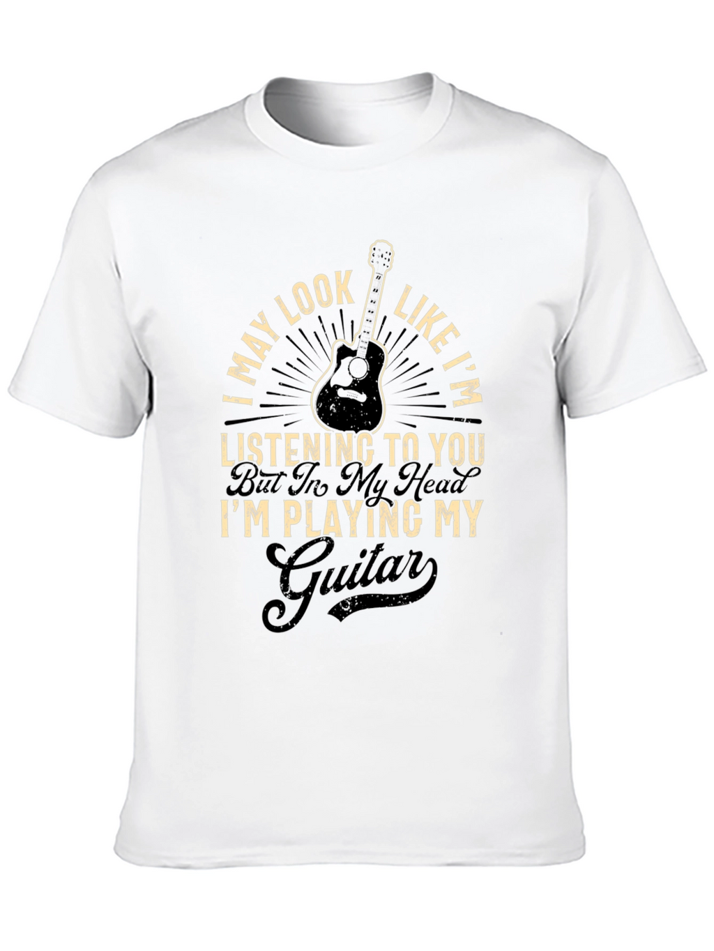 Guitar Player Black T-Shirt - Im Playing My Guitar