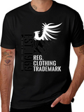 Black Graphic T-Shirt - Bird and Text Design