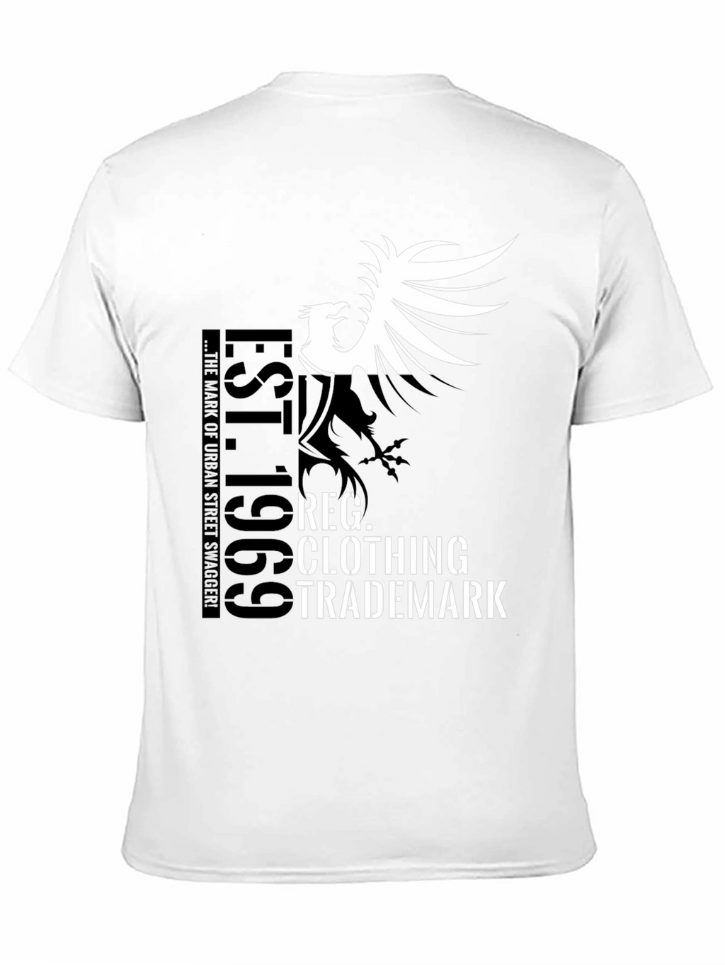 Black Graphic T-Shirt - Bird and Text Design