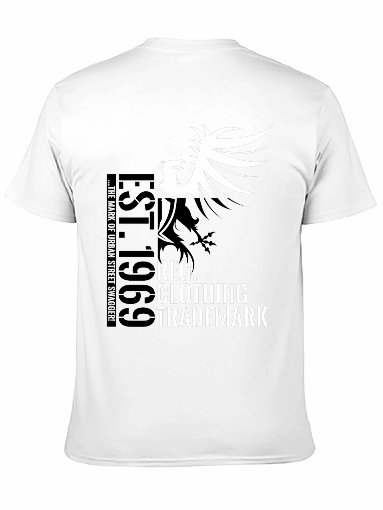 Black Graphic T-Shirt - Bird and Text Design