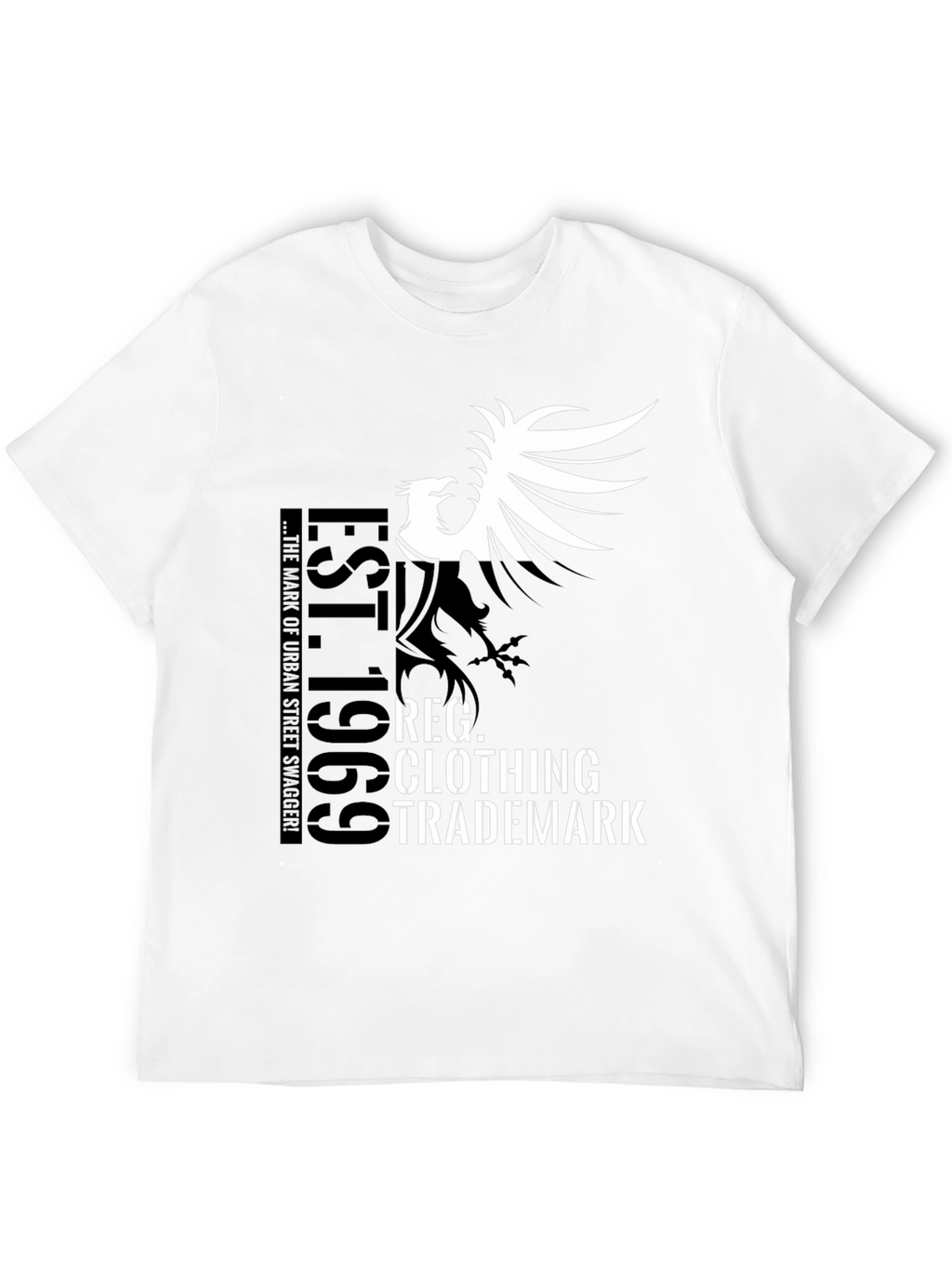 Black Graphic T-Shirt - Bird and Text Design