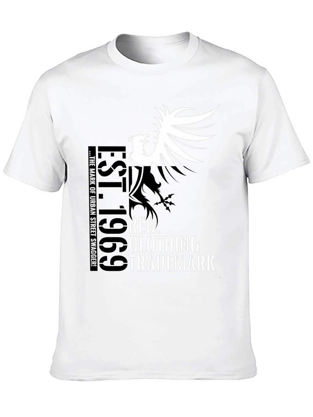 Black Graphic T-Shirt - Bird and Text Design