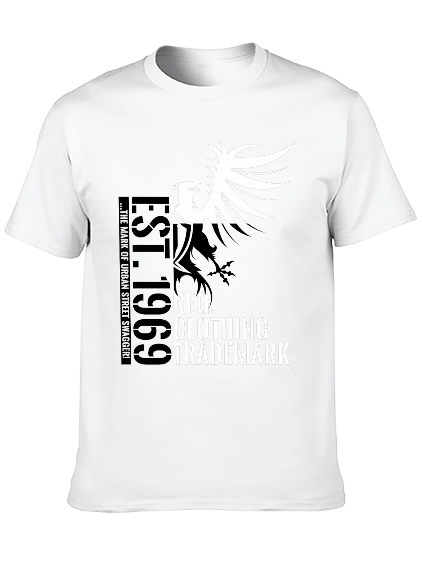 Black Graphic T-Shirt - Bird and Text Design