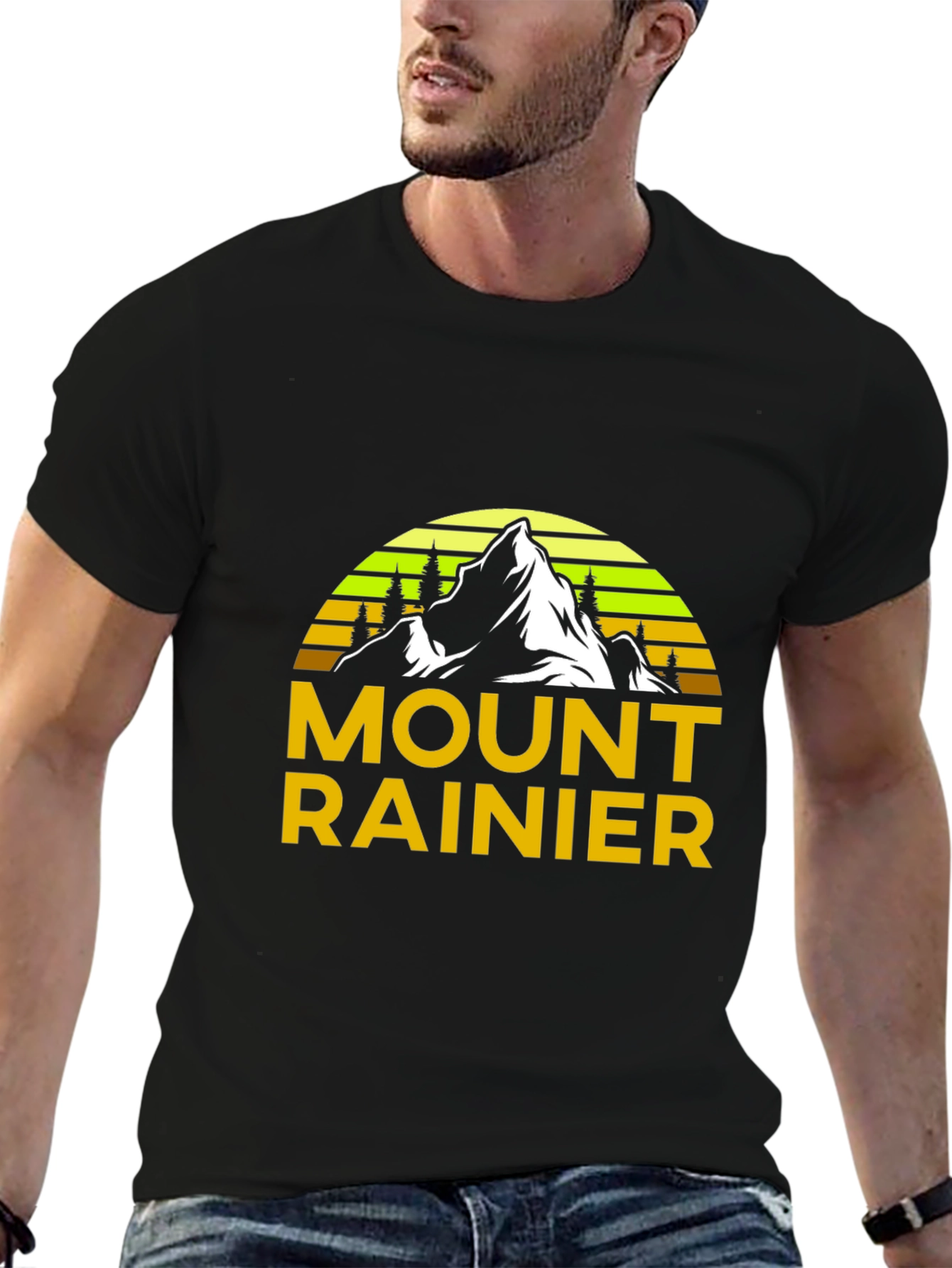 Mount Rainier Graphic Tee - Black Cotton Shirt