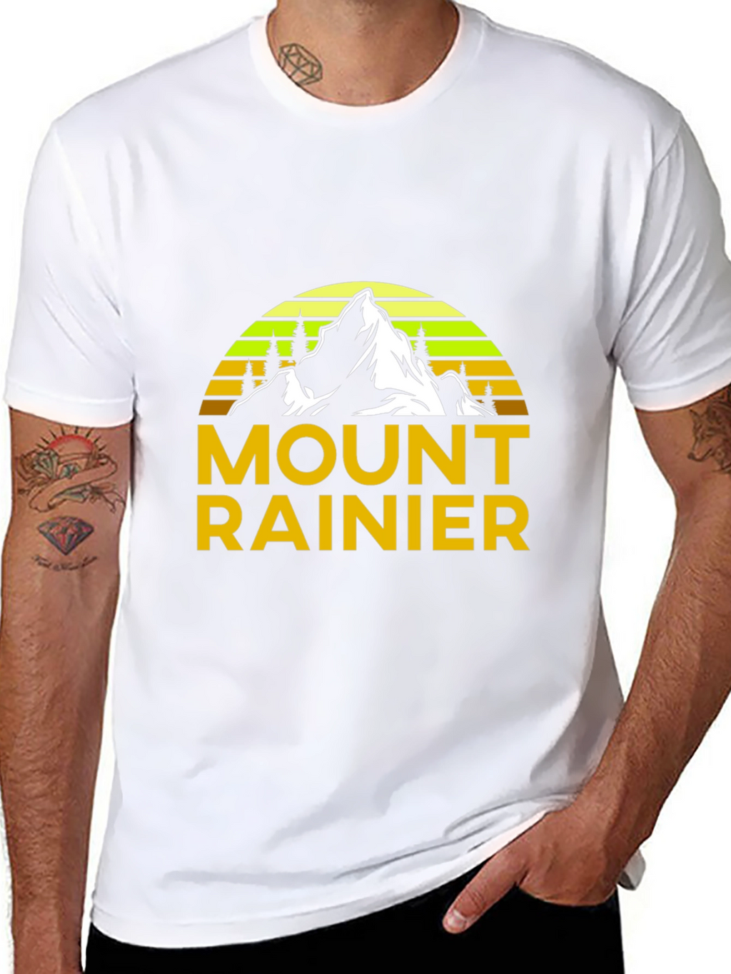 Mount Rainier Graphic Tee - Black Cotton Shirt