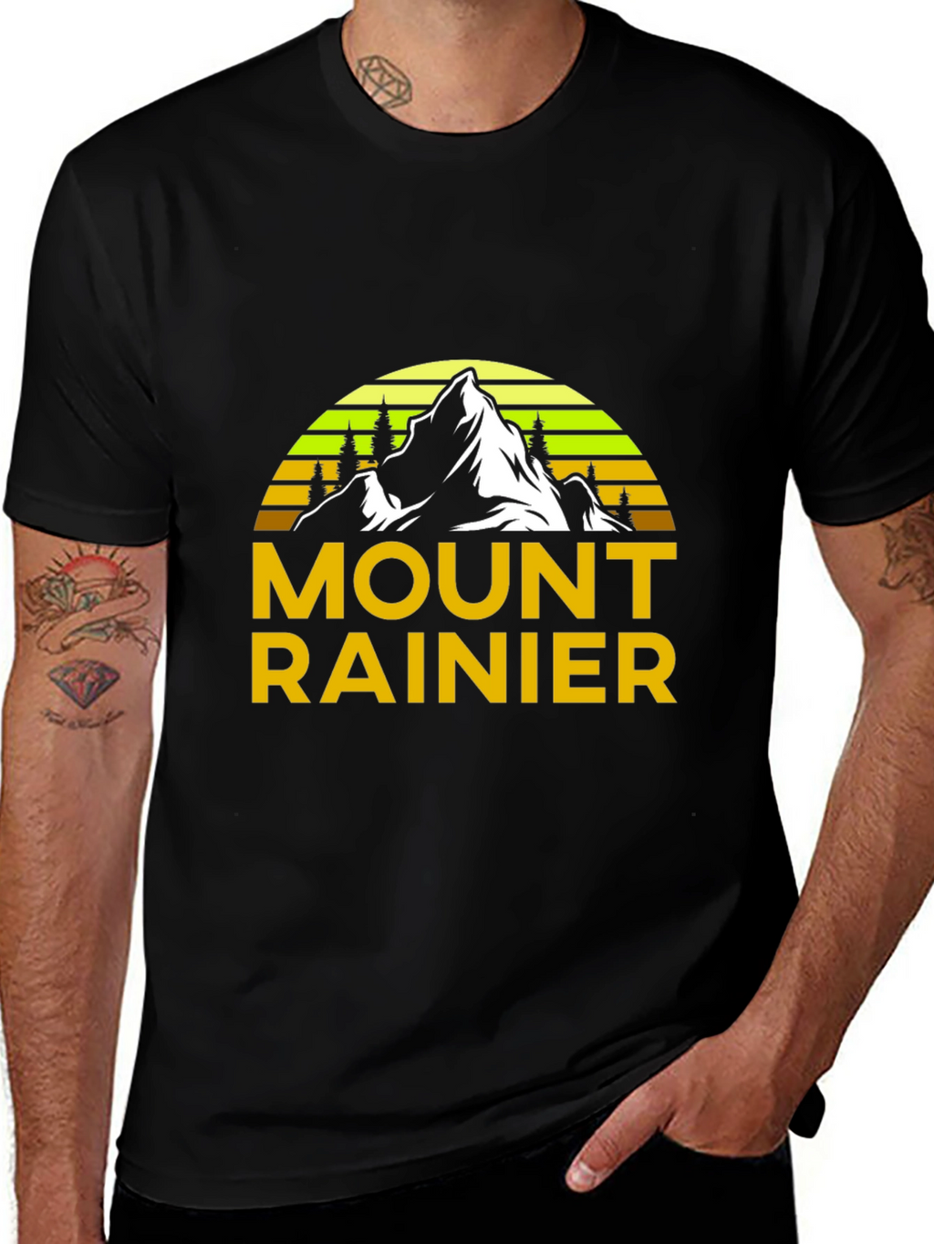 Mount Rainier Graphic Tee - Black Cotton Shirt