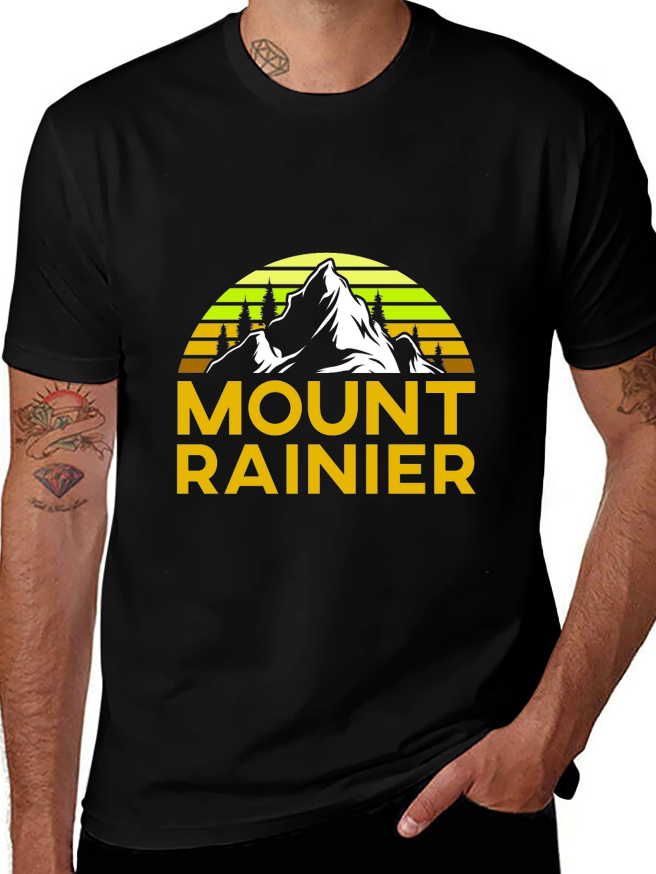 Mount Rainier Graphic Tee - Black Cotton Shirt