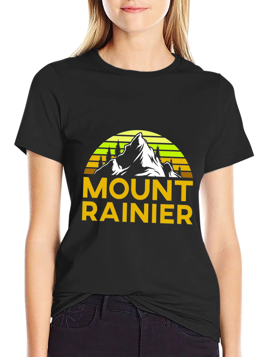Mount Rainier Graphic Tee - Black Cotton Shirt