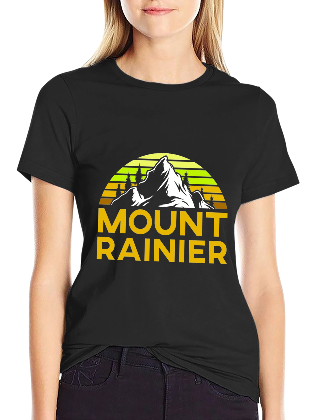 Mount Rainier Graphic Tee - Black Cotton Shirt