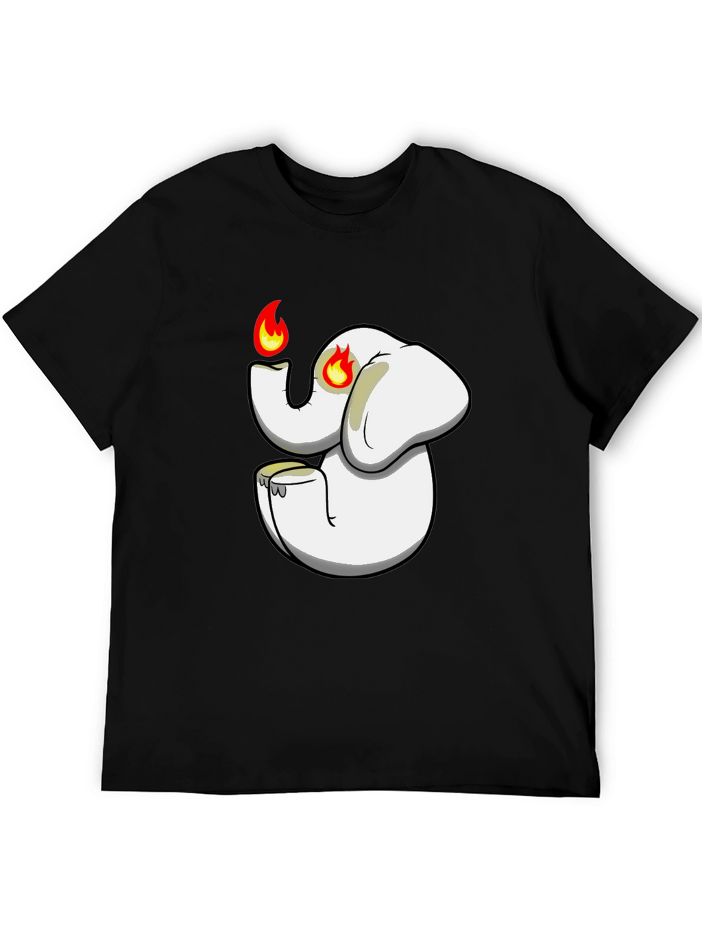 Black T-Shirt with Cartoon Elephant Graphic