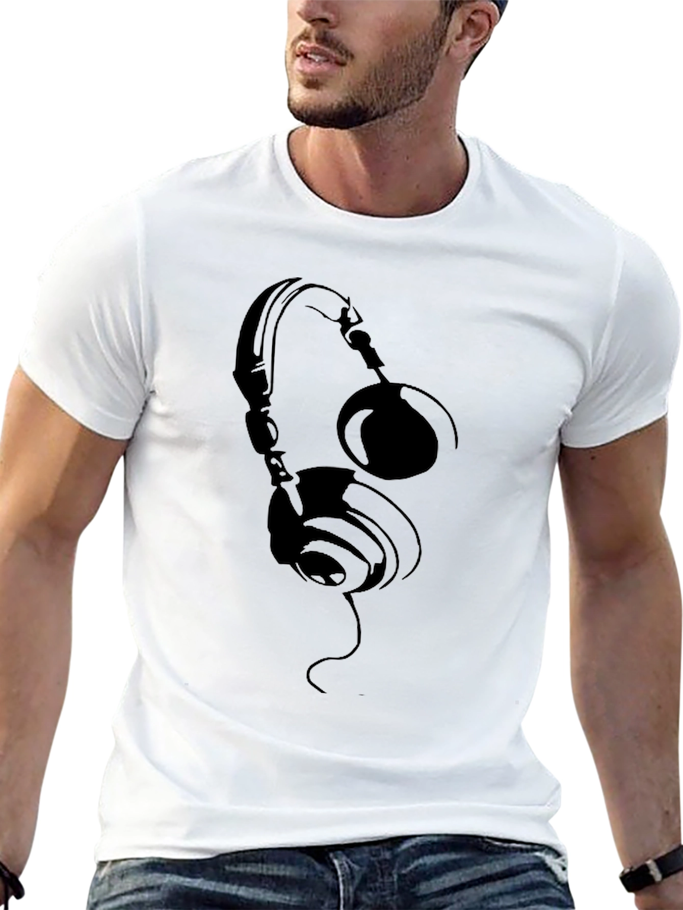 Headphones Graphic T-Shirt - Black