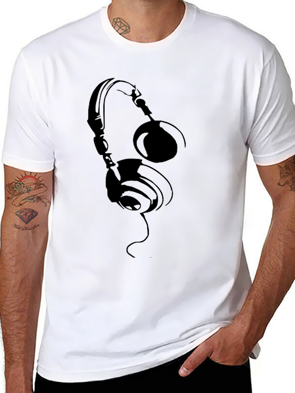 Headphones Graphic T-Shirt - Black